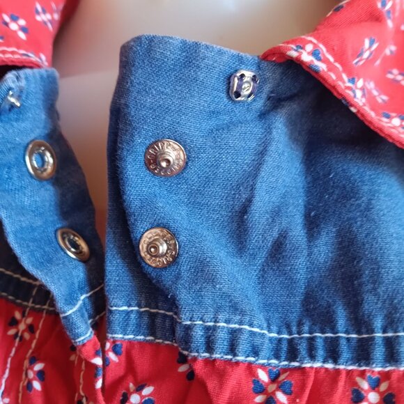 Vintage Large Country House Dress Models Coat Snap-Up Chambray Granny Pockets - Picture 6 of 8